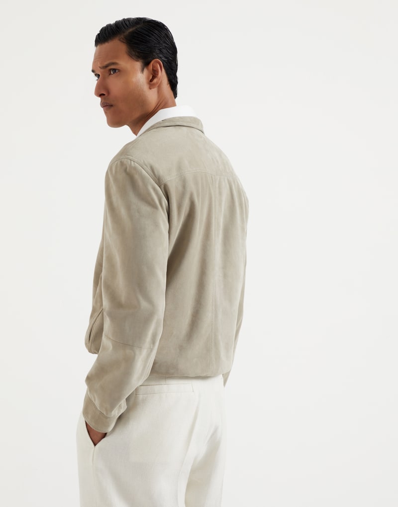 BRUNELLO CUCINELLI MEN'S JACKFRUIT LEATHER ZIP FRONT JACKET