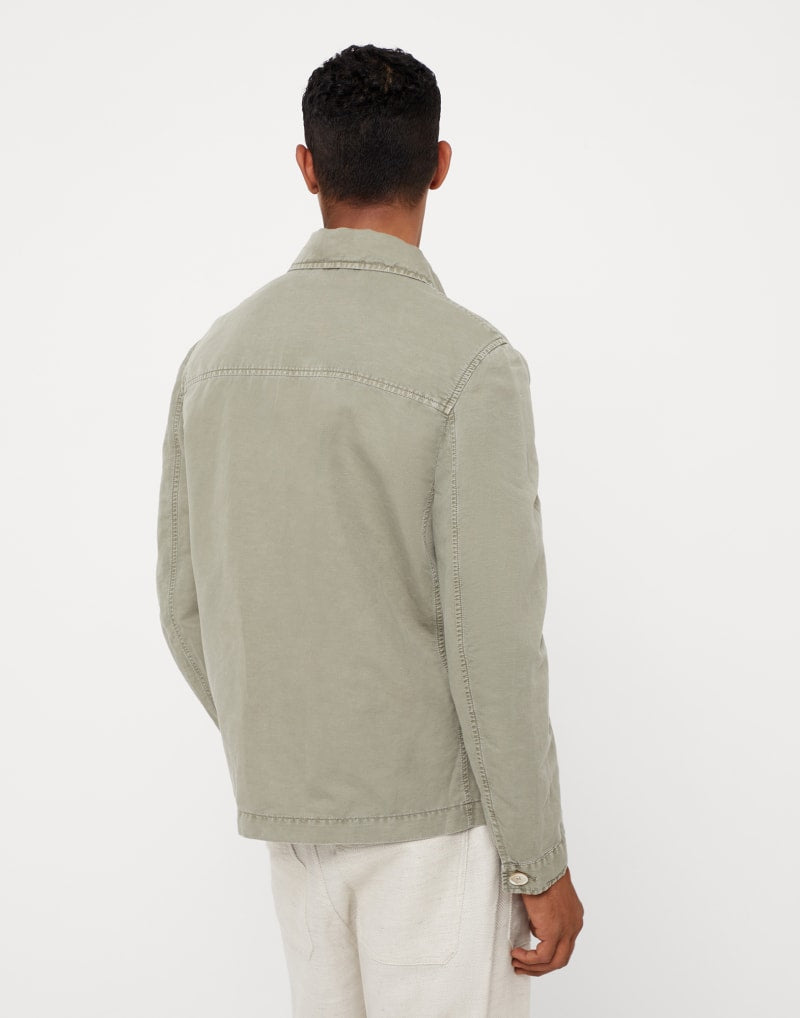 BRUNELLO CUCINELLI MEN'S SAGE COTTON LINEN PATCH POCKET JACKET