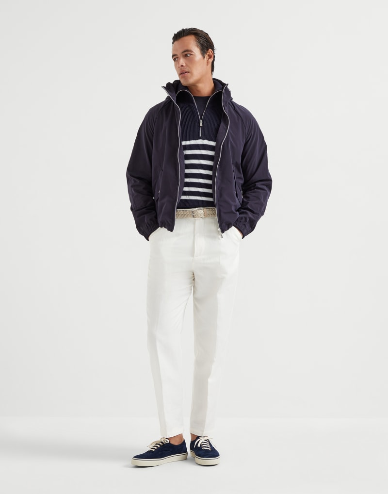 BRUNELLO CUCINELLI MEN'S NAVY LIGHTWEIGHT ZIP FRONT JACKET