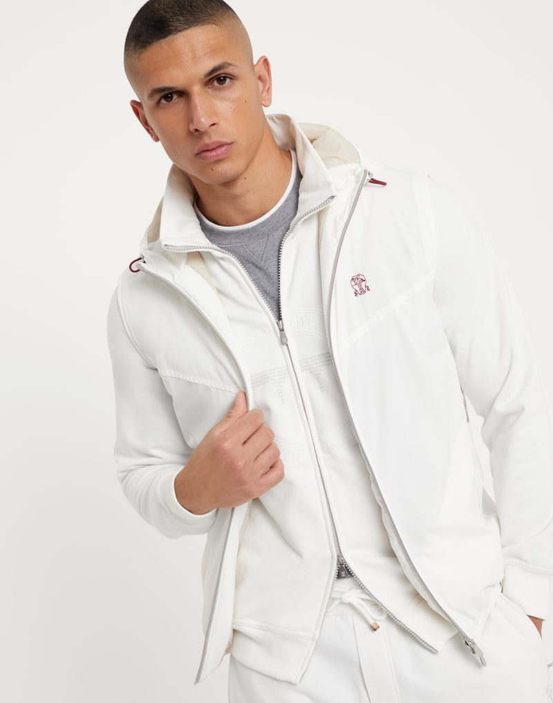 BRUNELLO CUCINELLI MEN'S OFF WHITE ZIP FRONT JACKET