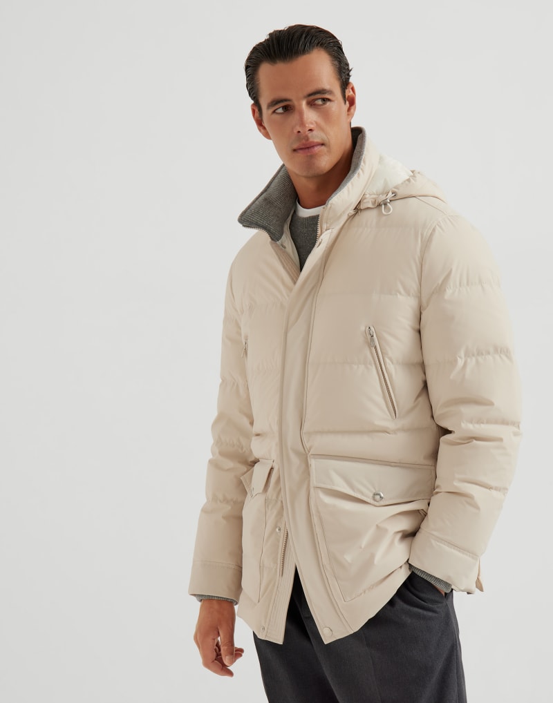 BRUNELLO CUCINELLI MEN'S LIGHT GREY PADDED JACKET