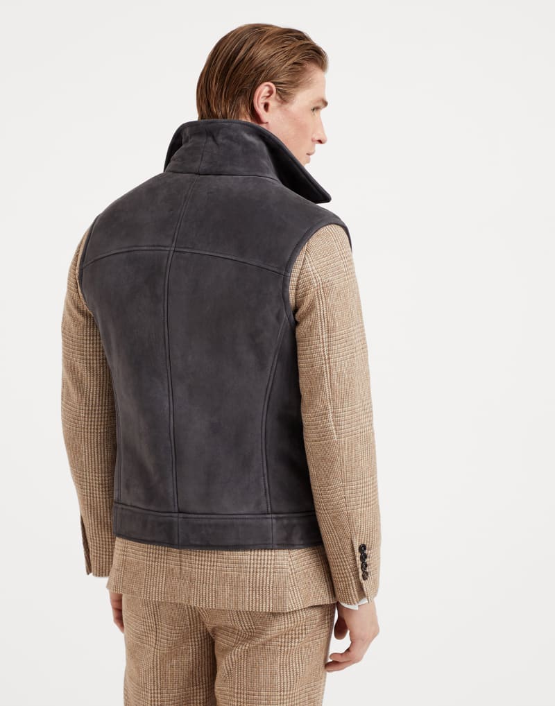 BRUNELLO CUCINELLI MEN'S ANTHRACITE ZIP FRONT JACKET
