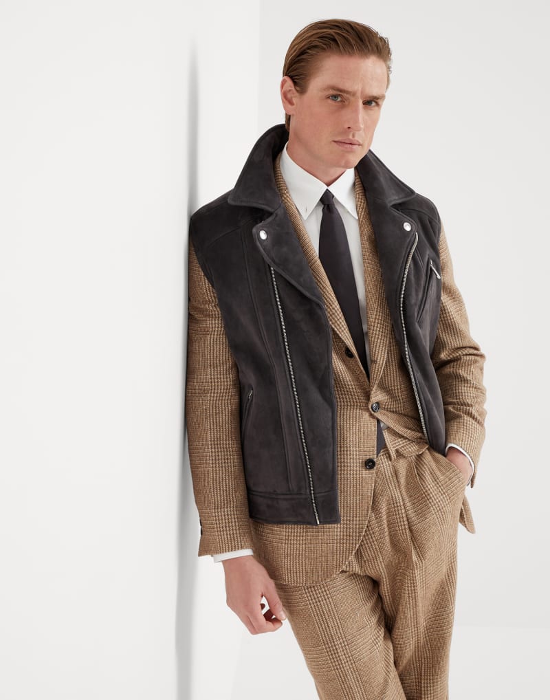 BRUNELLO CUCINELLI MEN'S ANTHRACITE ZIP FRONT JACKET
