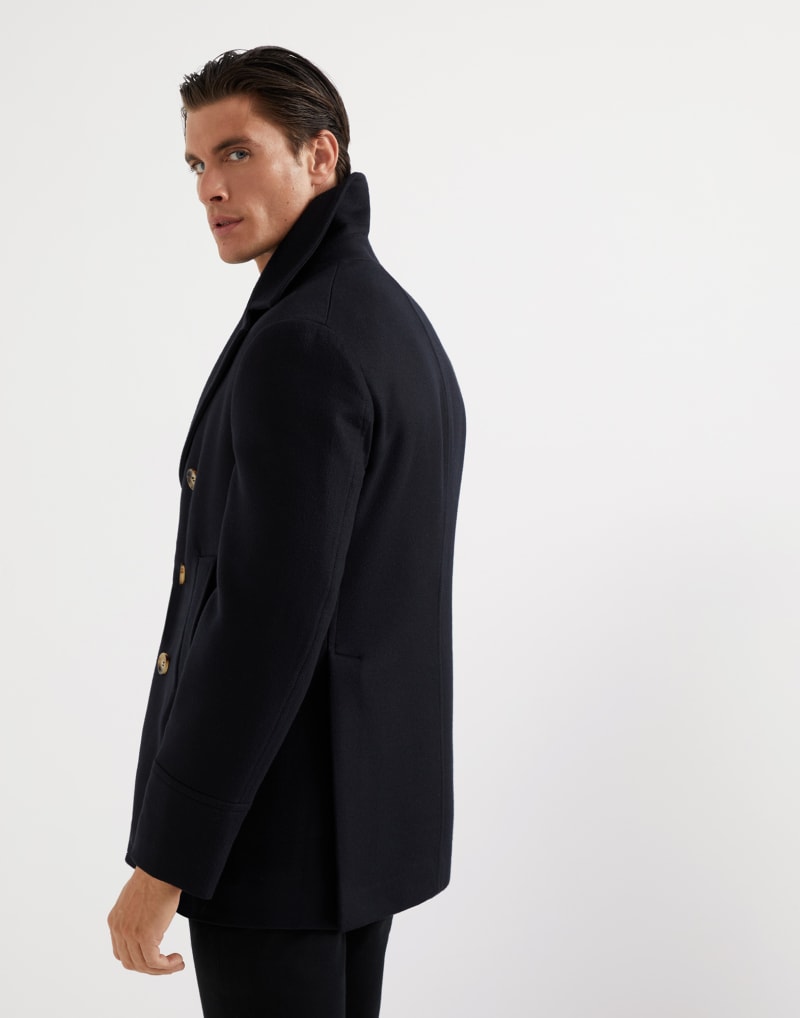 BRUNELLO CUCINELLI MEN'S BLACK WOOL DOUBLE BREASTED JACKET