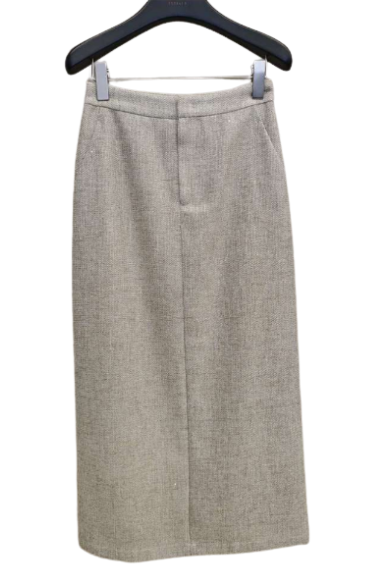 Max Simple Artisanal Lurex Skirt Flax MSES260014F
