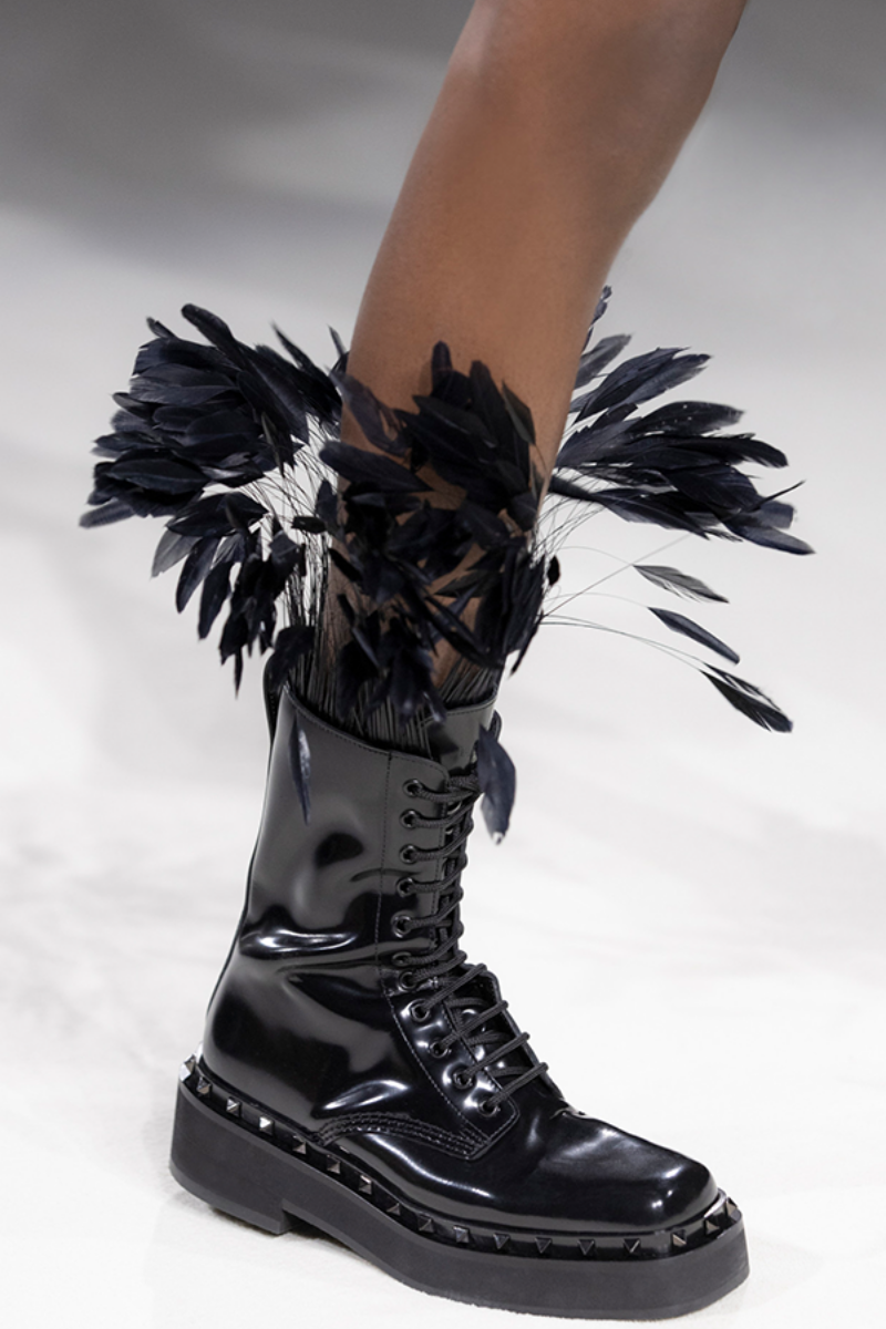 Valentino Garavani Rockstud M-Way Combat Boots In Black