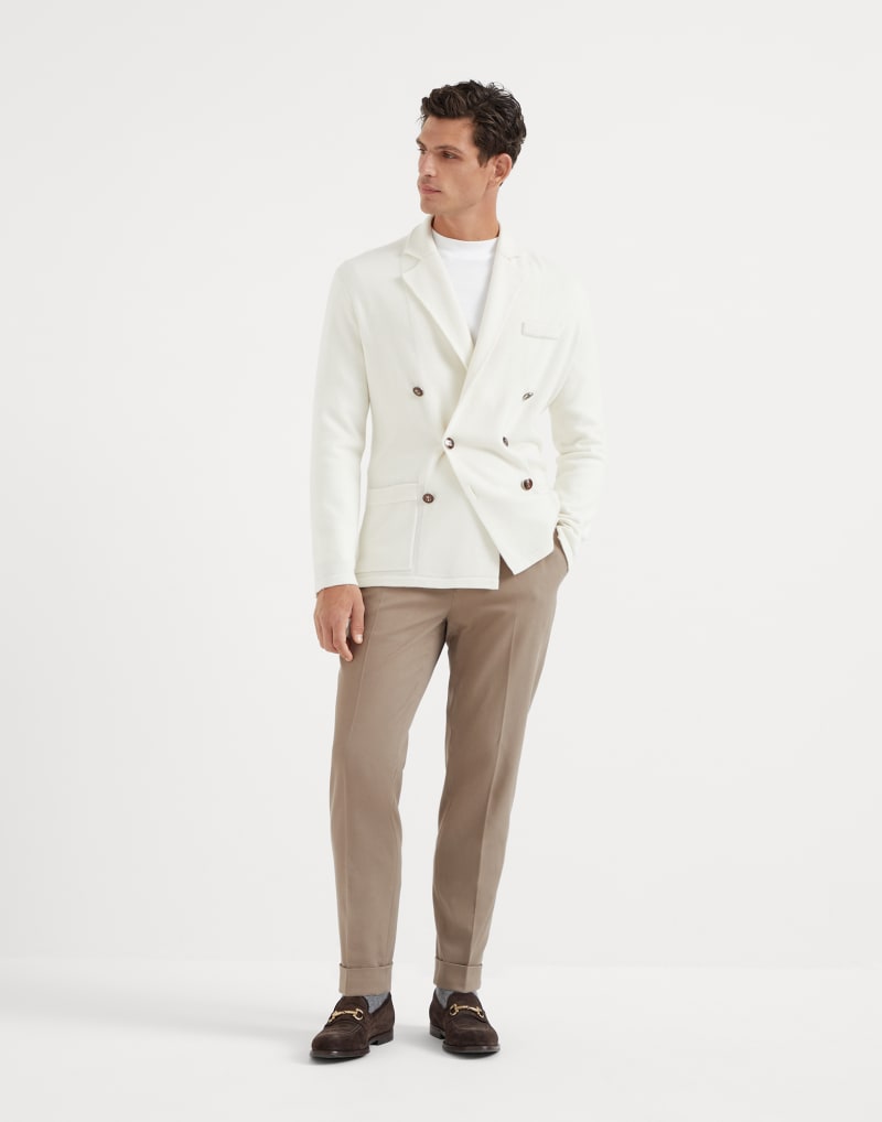 BRUNELLO CUCINELLI MEN'S BROWN COTTON STRAIGHT LEG TROUSERS