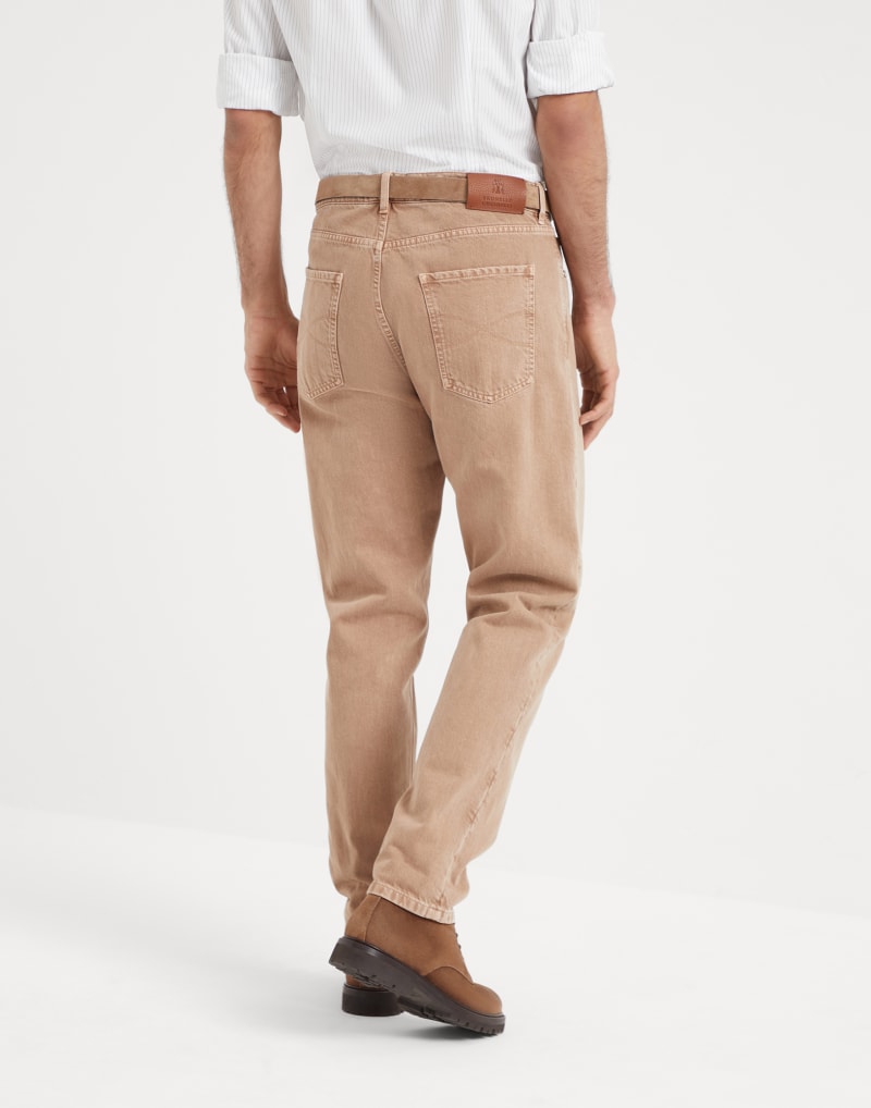 BRUNELLO CUCINELLI MEN'S CAMEL COTTON STRAIGHT LEG TROUSERS