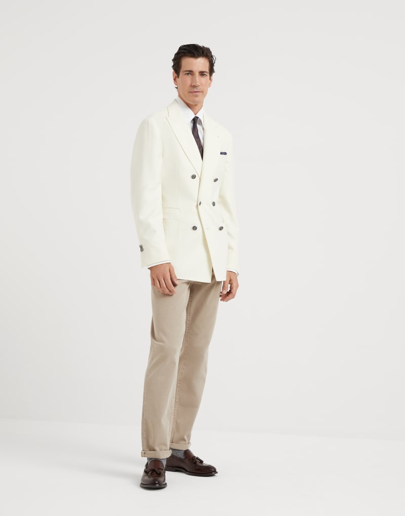 BRUNELLO CUCINELLI MEN'S BROWN COTTON STRAIGHT LEG TROUSERS