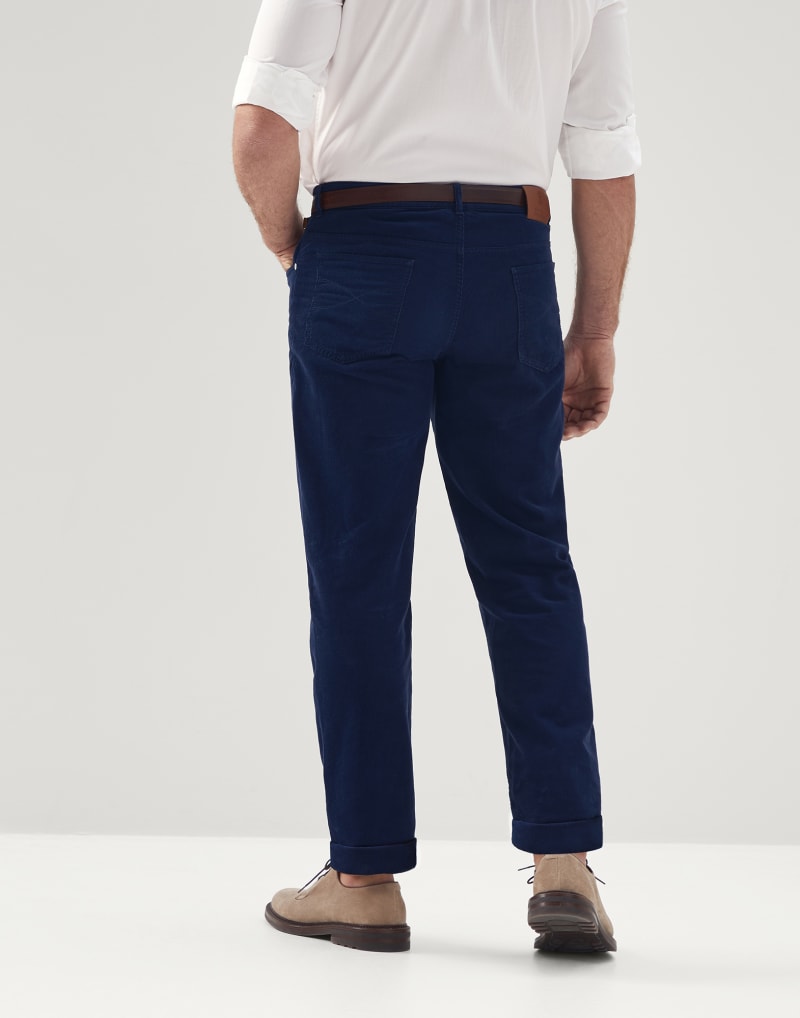 BRUNELLO CUCINELLI MEN'S EVERGREEN COTTON STRAIGHT LEG TROUSERS