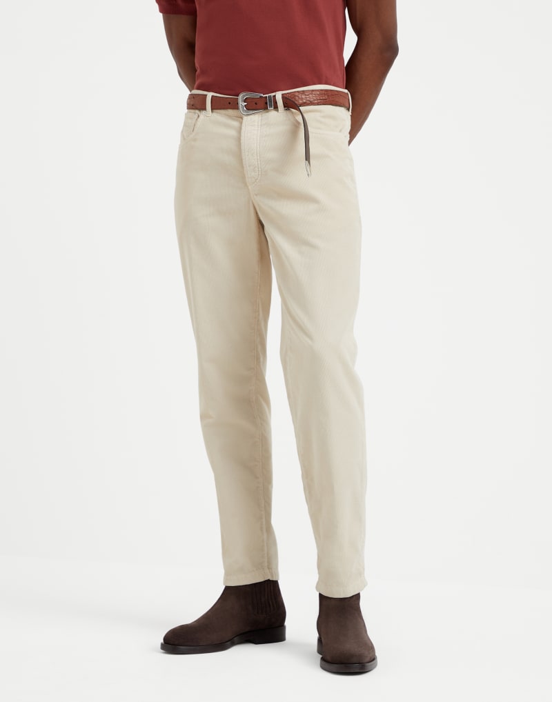 BRUNELLO CUCINELLI MEN'S FLAX SEEDS COTTON STRAIGHT LEG TROUSERS