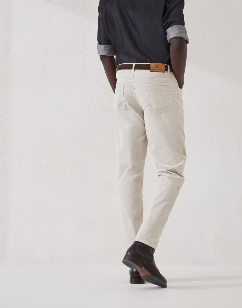 BRUNELLO CUCINELLI MEN'S PUMICE COTTON STRAIGHT LEG TROUSERS