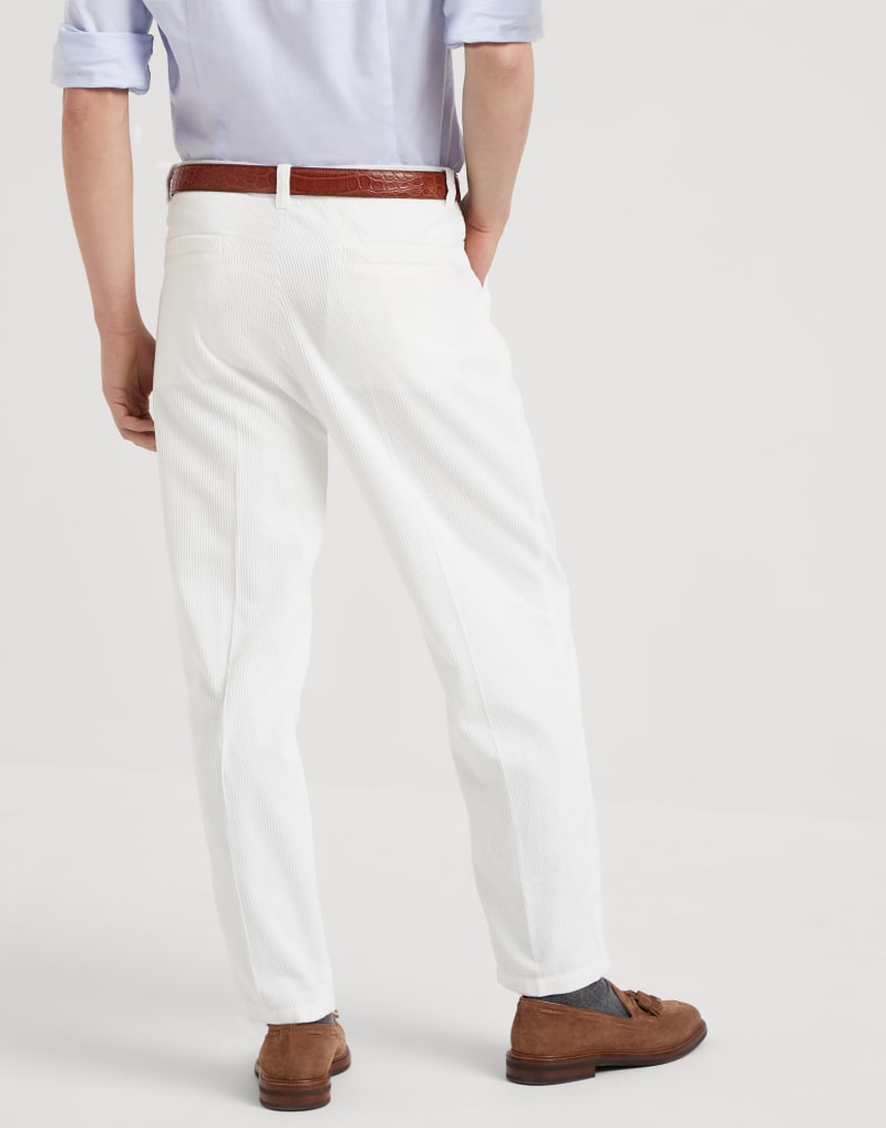 BRUNELLO CUCINELLI MEN'S SNOW COTTON STRAIGHT TROUSERS