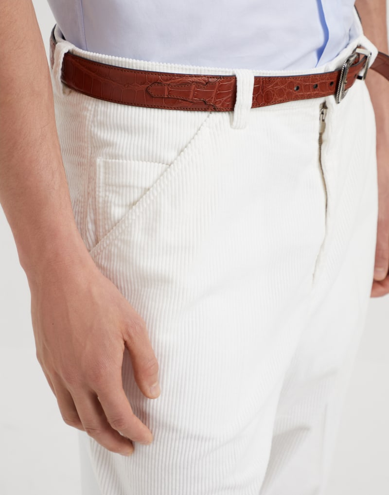 BRUNELLO CUCINELLI MEN'S SNOW COTTON STRAIGHT TROUSERS