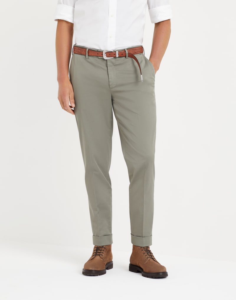 BRUNELLO CUCINELLI MEN'S MILITARY COTTON TAPERED TROUSERS