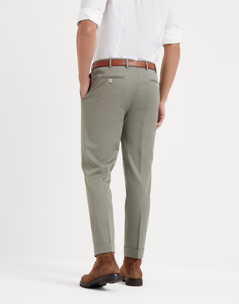 BRUNELLO CUCINELLI MEN'S MILITARY COTTON TAPERED TROUSERS