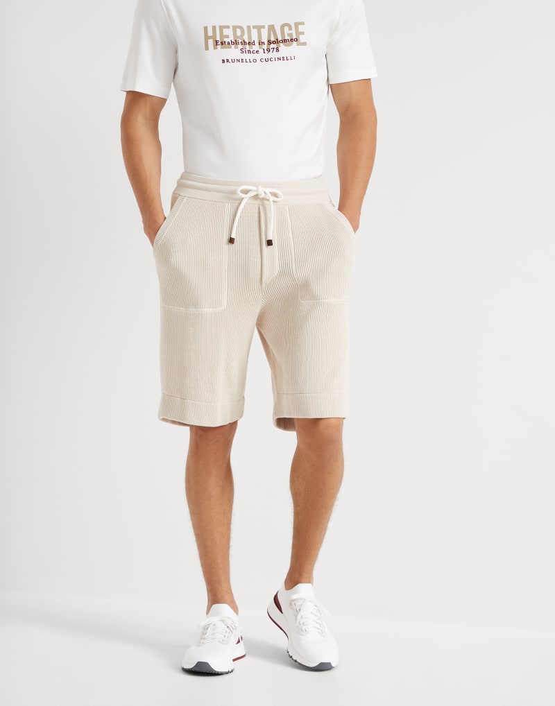 BRUNELLO CUCINELLI MEN'S ROPE COTTON KNIT DRAWSTRING SHORTS