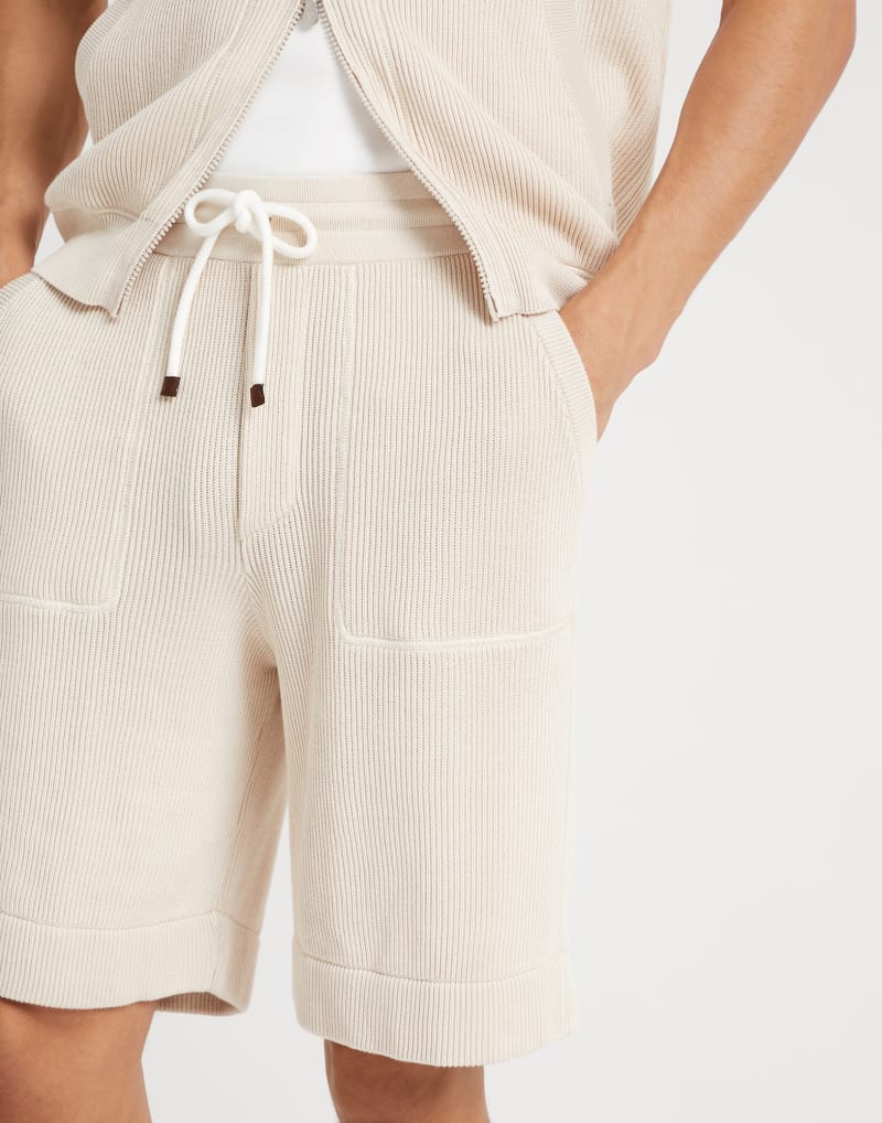 BRUNELLO CUCINELLI MEN'S ROPE COTTON KNIT DRAWSTRING SHORTS