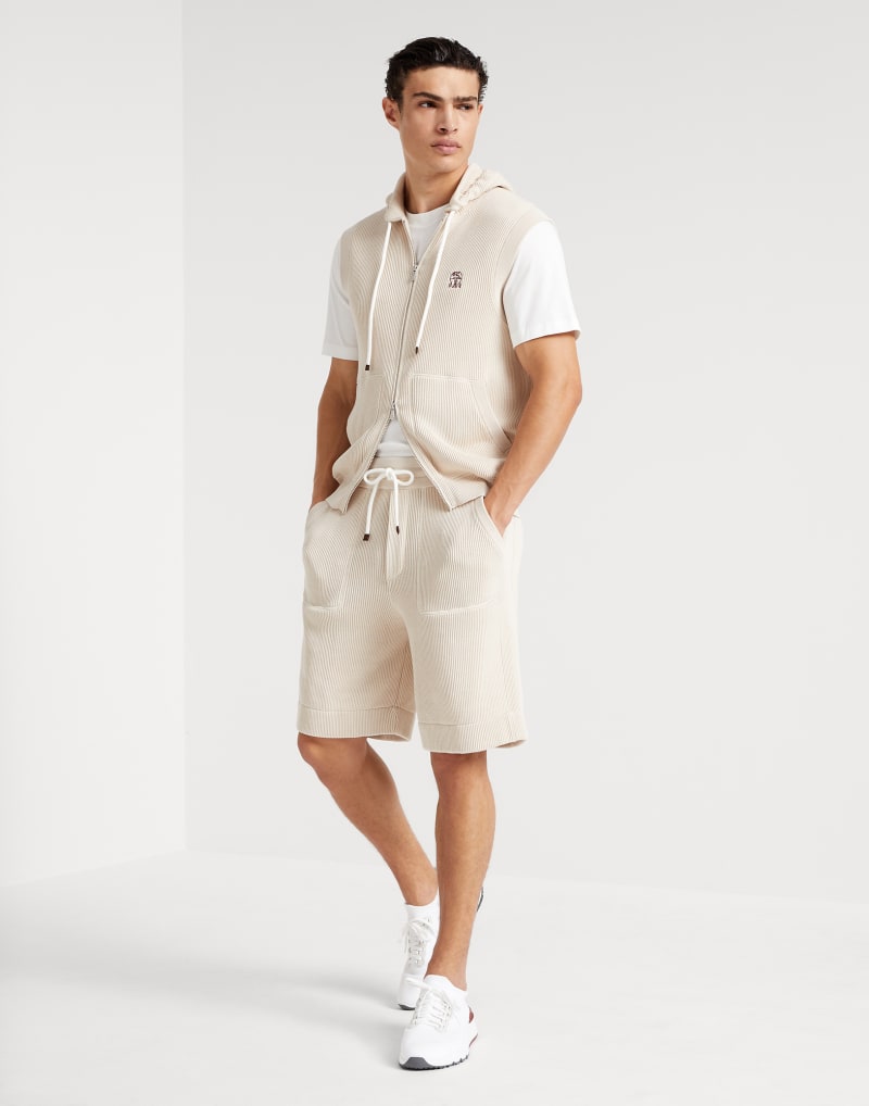 BRUNELLO CUCINELLI MEN'S ROPE COTTON KNIT DRAWSTRING SHORTS