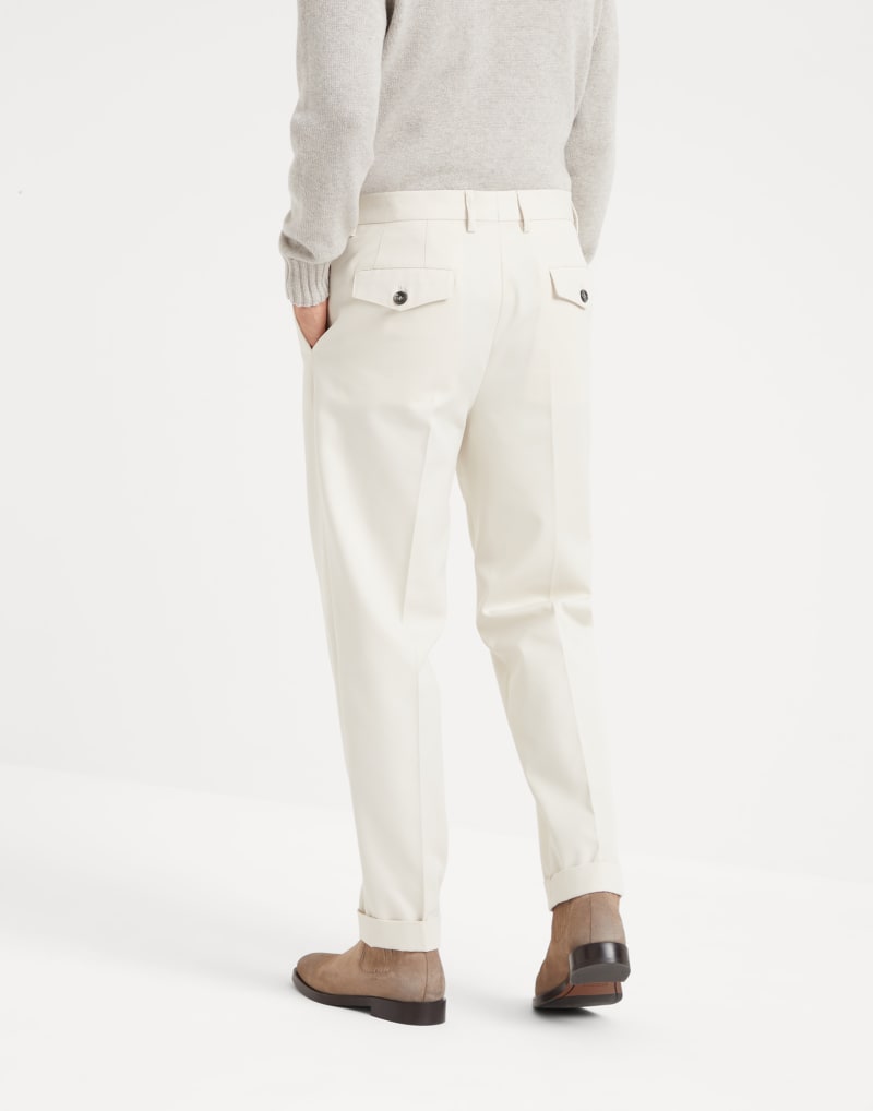 BRUNELLO CUCINELLI MEN'S ICE WOOL COTTON PLEATED TROUSERS