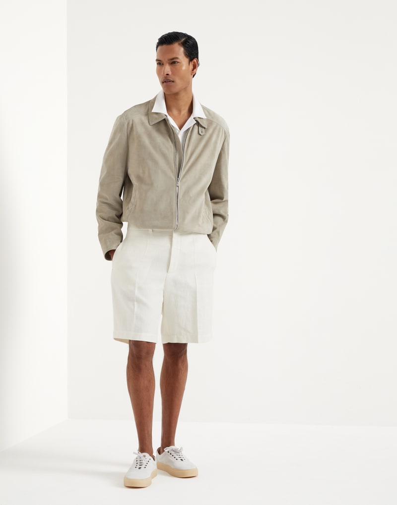 BRUNELLO CUCINELLI MEN'S PANAMA LINEN BLEND TAILORED SHORTS