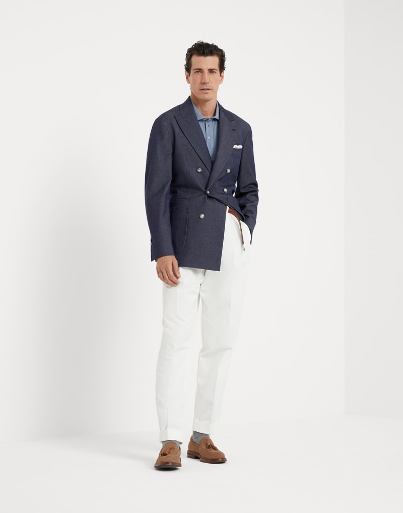 BRUNELLO CUCINELLI MEN'S CELESTIAL COTTON POLO SHIRT