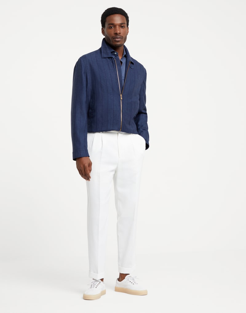 BRUNELLO CUCINELLI MEN'S OCEAN COTTON LINEN BLEND SHIRT
