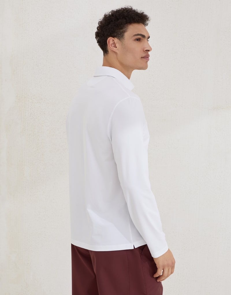 BRUNELLO CUCINELLI MEN'S WHITE LONG SLEEVE POLO SHIRT