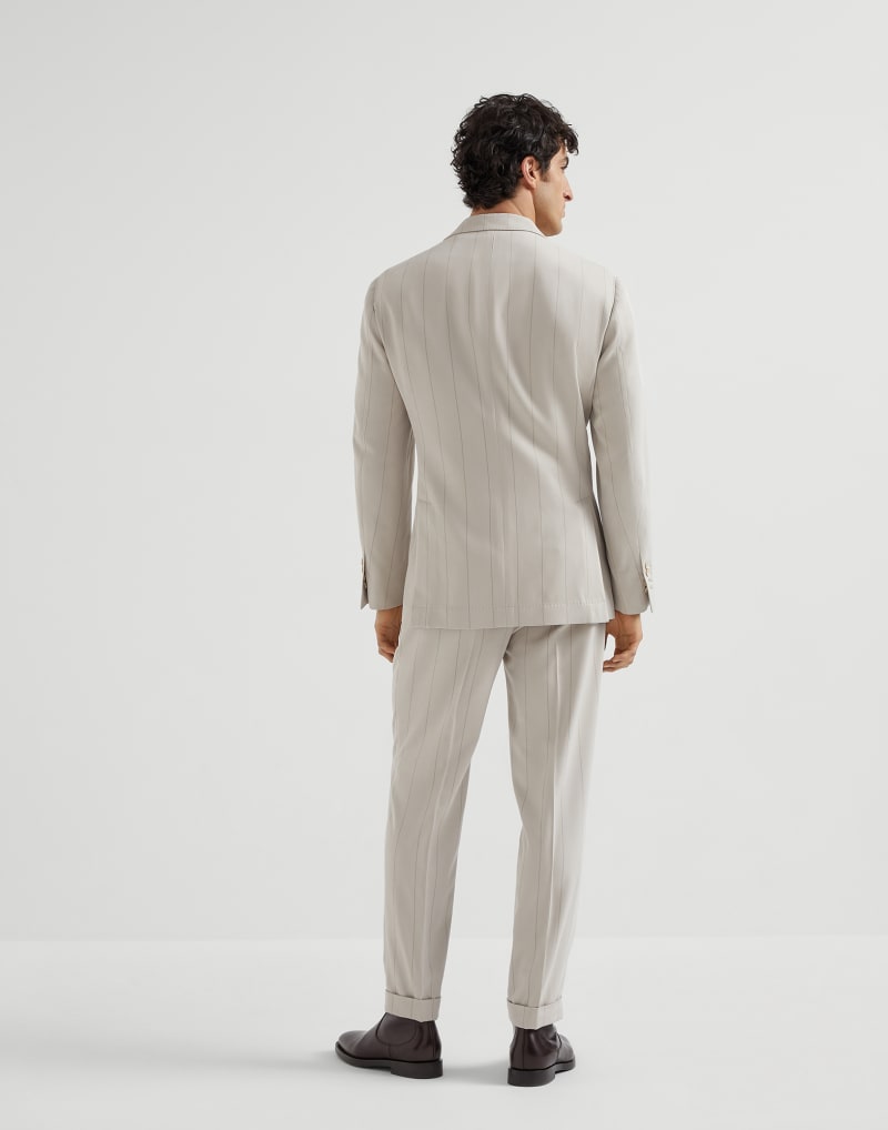 BRUNELLO CUCINELLI MEN'S ICE DOUBLE BREASTED PINSTRIPE SILK SUIT