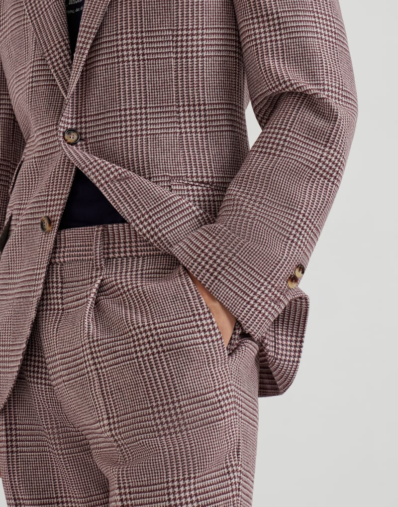 BRUNELLO CUCINELLI MEN'S PURPLE WOOL SILK CHECKED SUIT