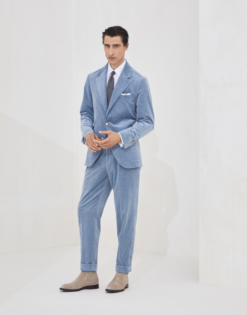 BRUNELLO CUCINELLI MEN'S CLOUD COTTON WOOL BLEND SUIT