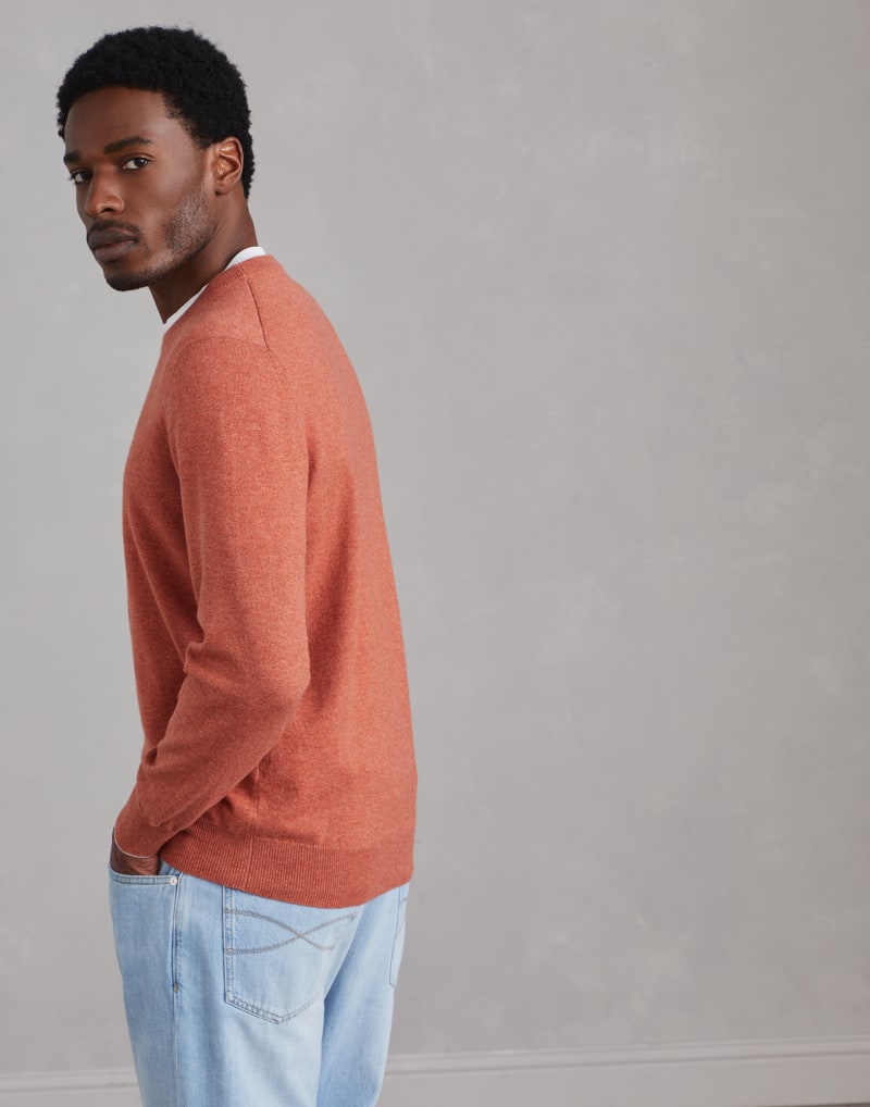 BRUNELLO CUCINELLI MEN'S LOBSTER WOOL CREW NECK SWEATER