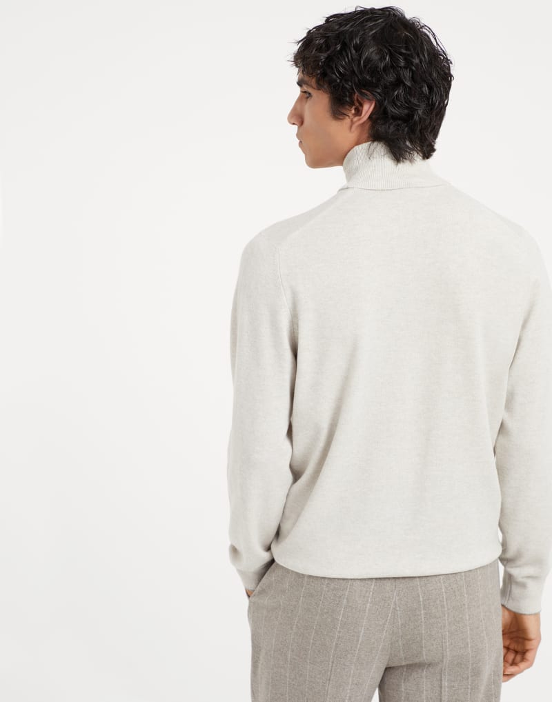 BRUNELLO CUCINELLI MEN'S STONE WOOL TURTLENECK SWEATER