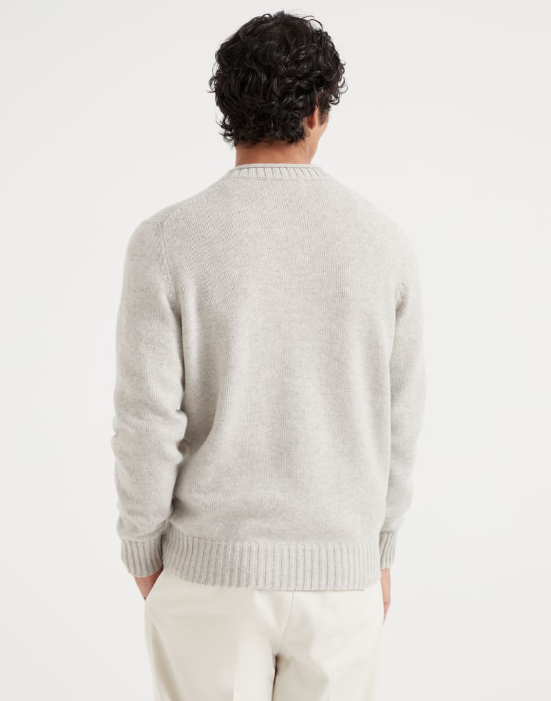 BRUNELLO CUCINELLI MEN'S STONE WOOL CREWNECK SWEATER