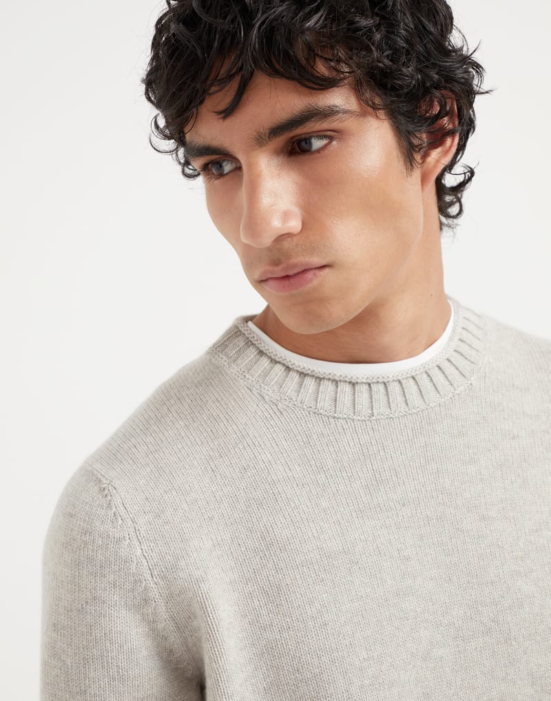 BRUNELLO CUCINELLI MEN'S STONE WOOL CREWNECK SWEATER