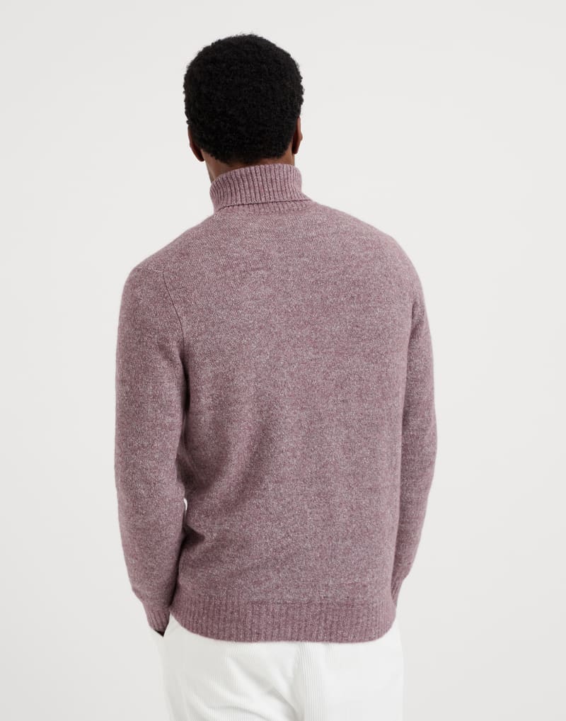 BRUNELLO CUCINELLI MEN'S ONION GREY WOOL BLEND TURTLENECK SWEATER