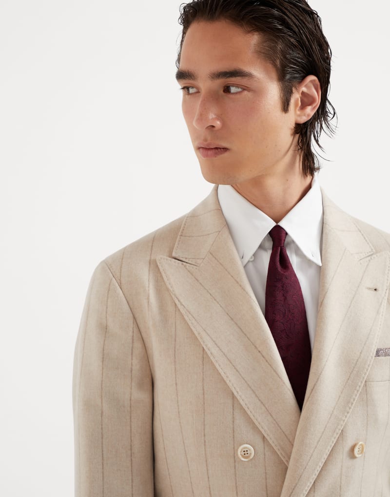 BRUNELLO CUCINELLI MEN'S CORAL SILK JACQUARD TIE