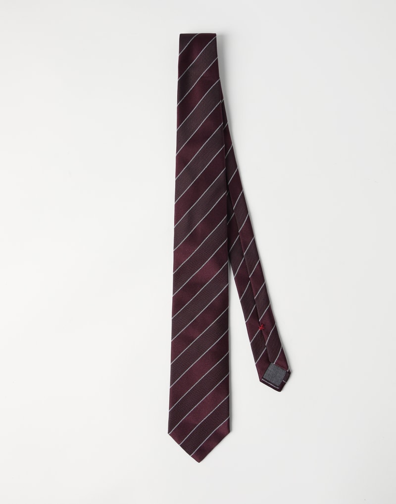 BRUNELLO CUCINELLI MEN'S CORAL SILK STRIPED TIE