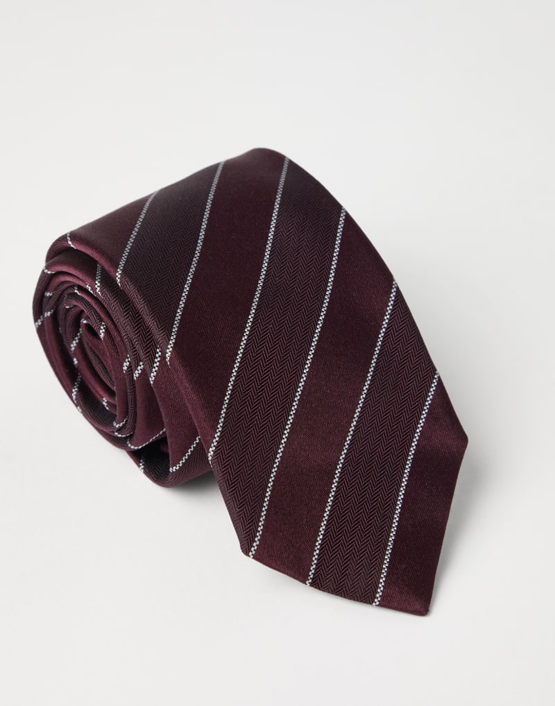 BRUNELLO CUCINELLI MEN'S CORAL SILK STRIPED TIE