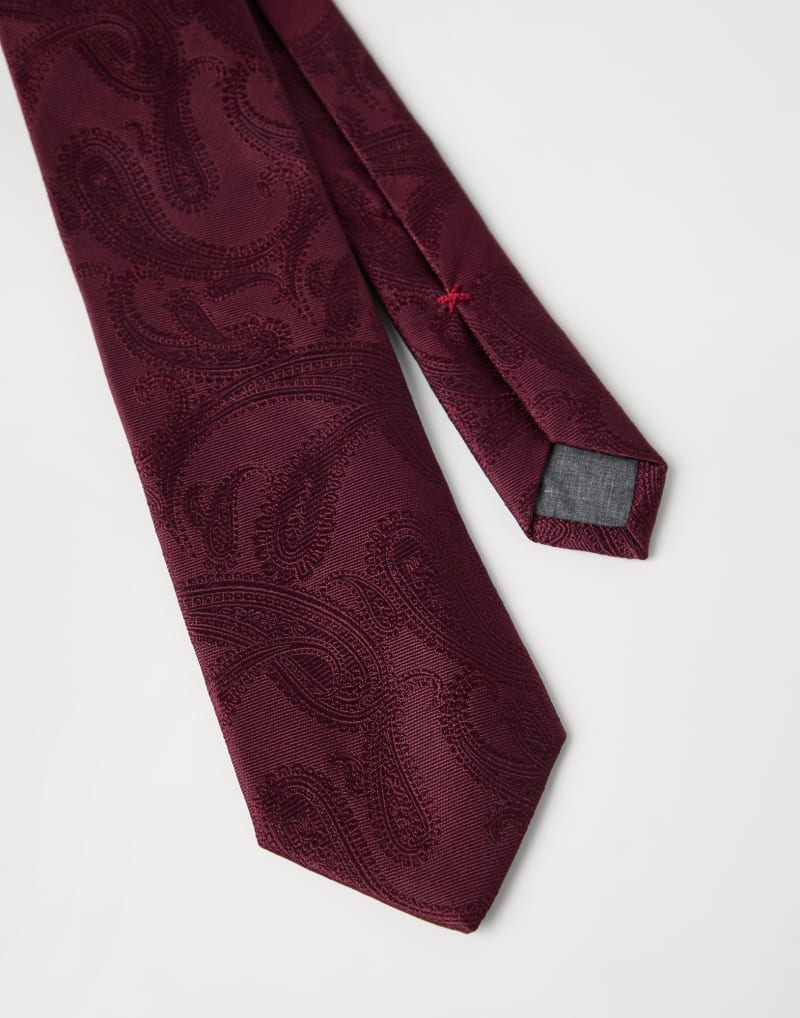 BRUNELLO CUCINELLI MEN'S AMARANTH PAISLEY JACQUARD SILK TIE