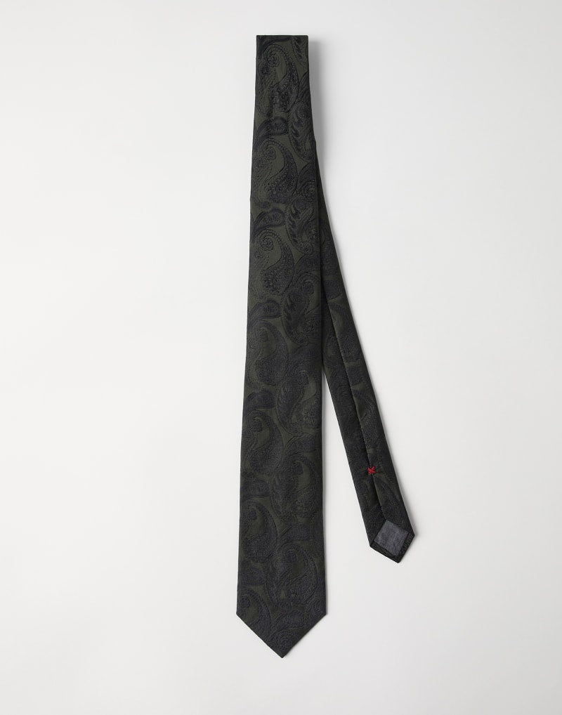 BRUNELLO CUCINELLI MEN'S LEAD AND MILITARY PAISLEY SILK TIE