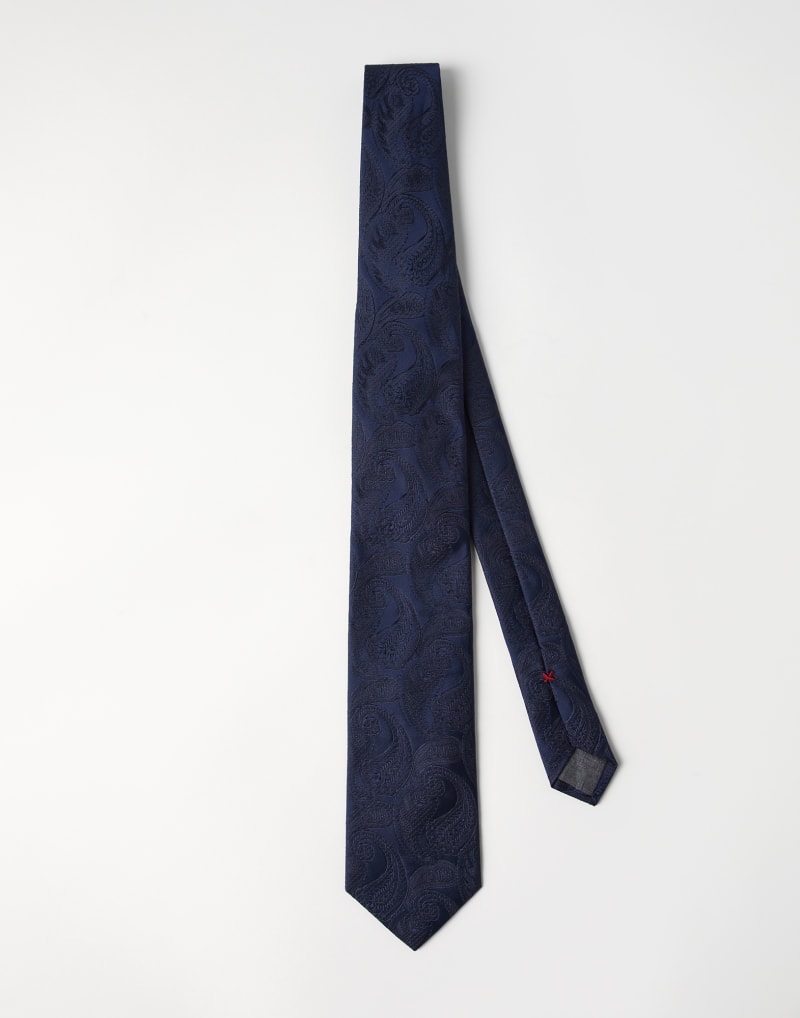 BRUNELLO CUCINELLI MEN'S NAVY SILK PAISLEY TIE