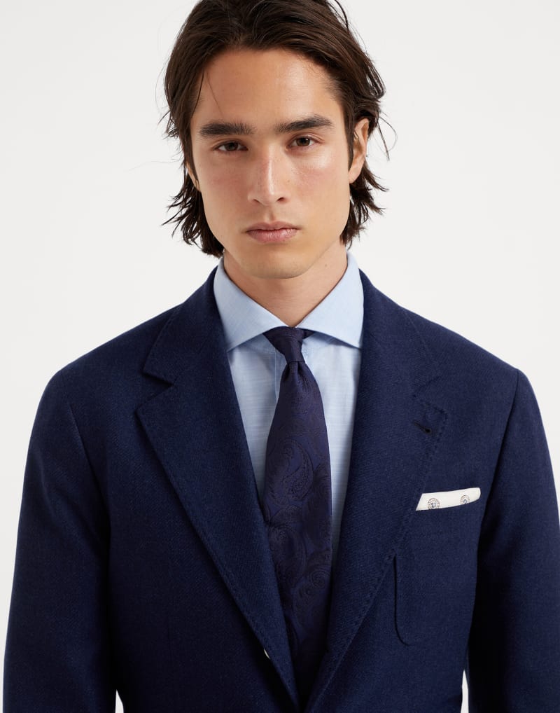 BRUNELLO CUCINELLI MEN'S NAVY SILK PAISLEY TIE