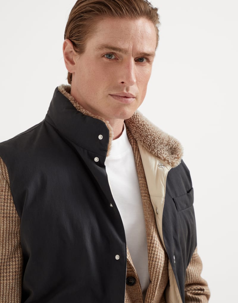 BRUNELLO CUCINELLI MEN'S ANTHRACITE AND LINSEED TWO TONE VEST