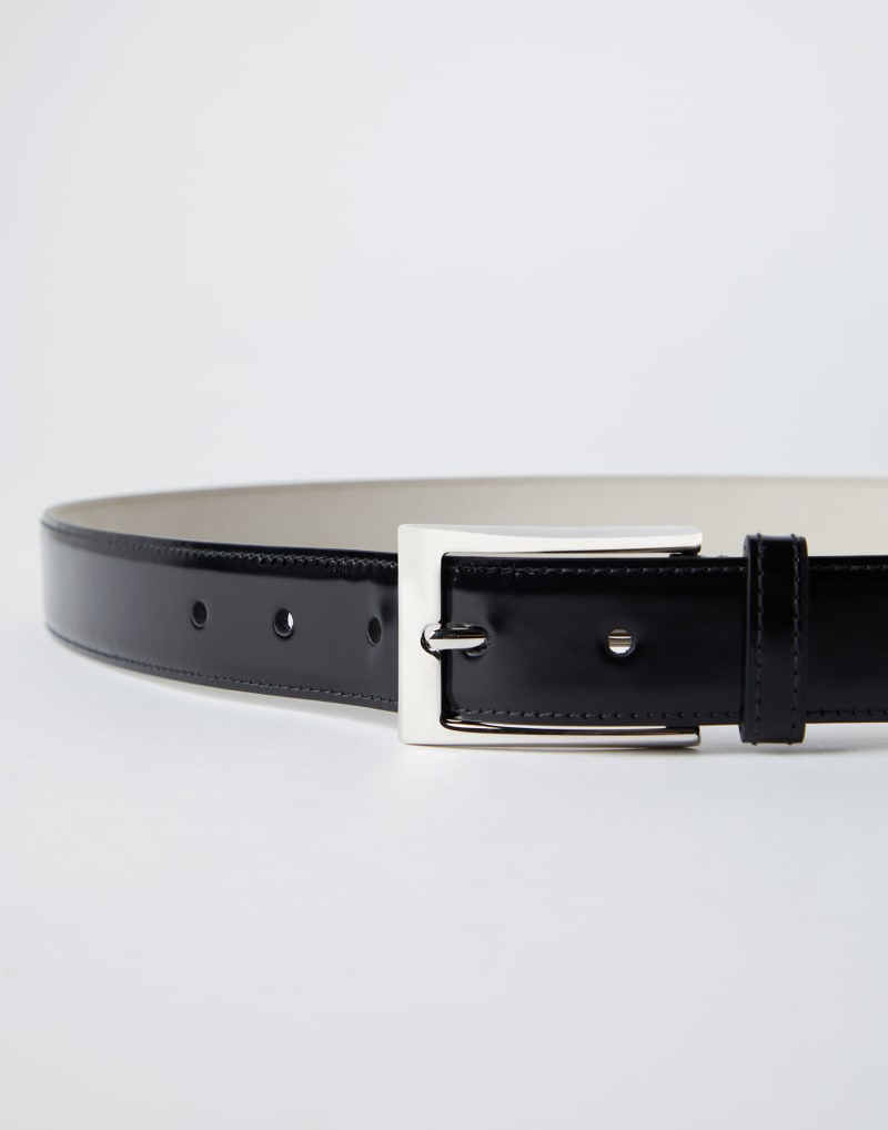 BRUNELLO CUCINELLI MEN'S BLACK LEATHER BELT