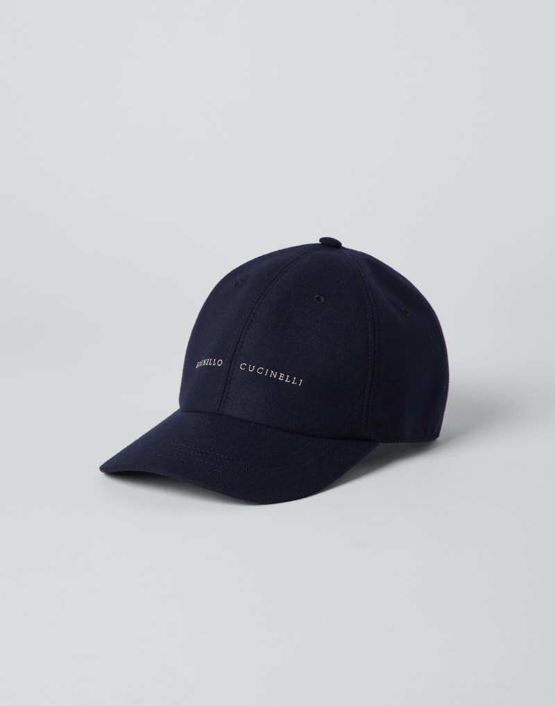 BRUNELLO CUCINELLI MEN'S BLUE WOOL SILK BASEBALL HAT