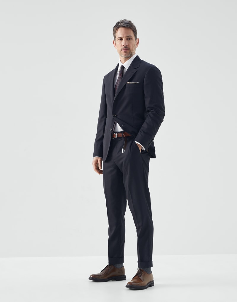 BRUNELLO CUCINELLI MEN'S ANTHRACITE WOOL SILK BLAZER
