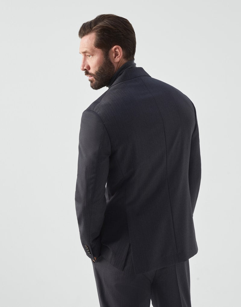 BRUNELLO CUCINELLI MEN'S ANTHRACITE WOOL BLAZER