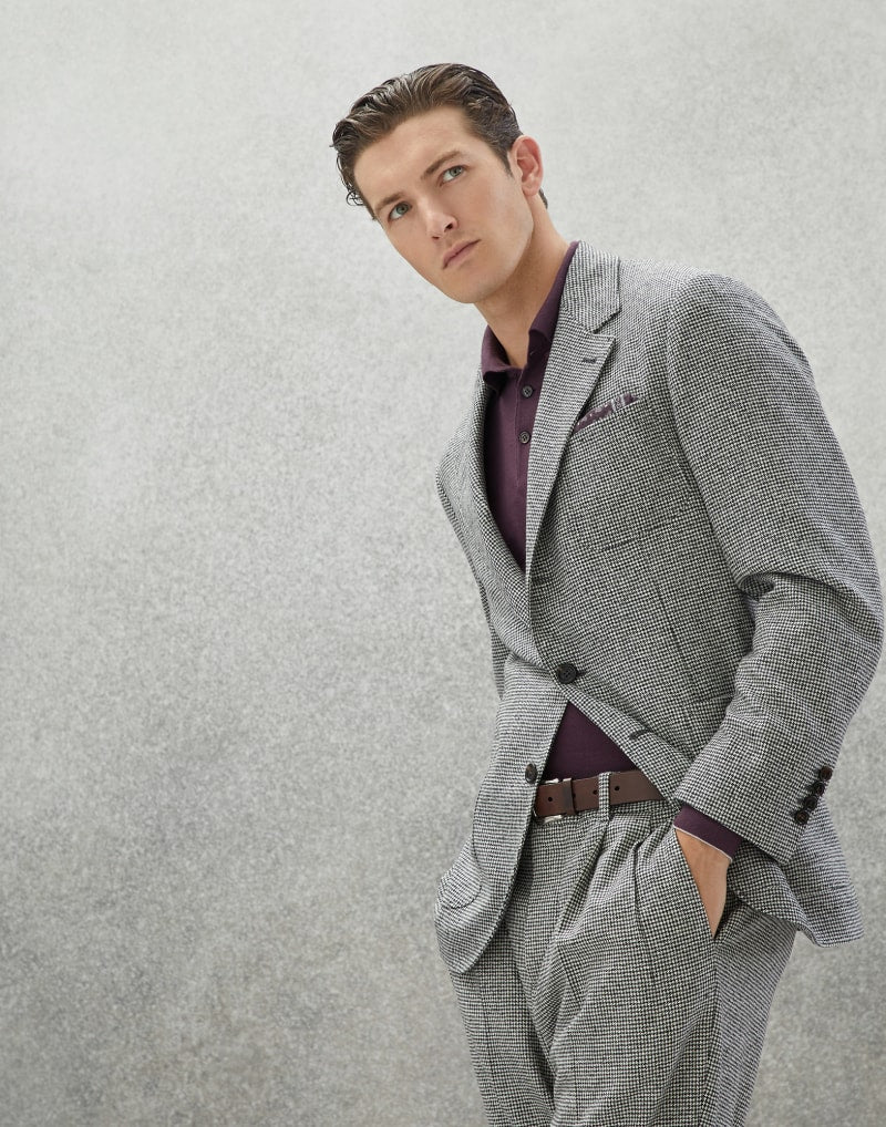 BRUNELLO CUCINELLI MEN'S LIGHT GREY WOOL JACKET