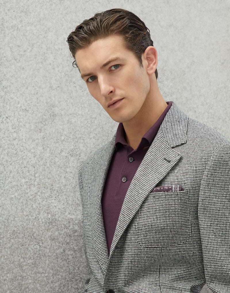 BRUNELLO CUCINELLI MEN'S LIGHT GREY WOOL JACKET